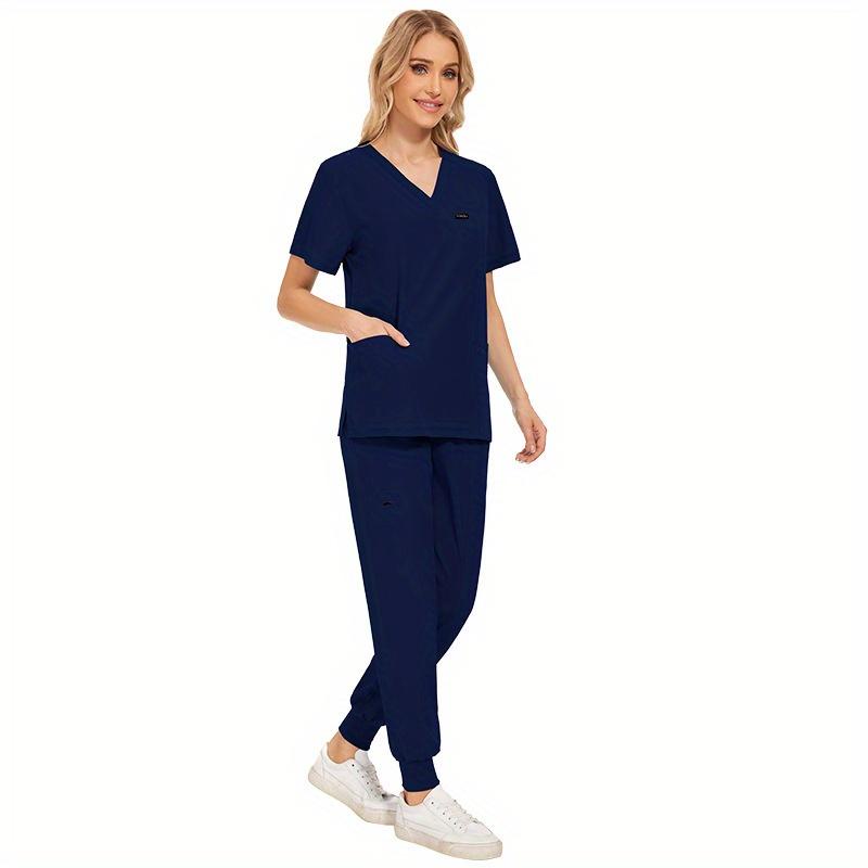 Unisex Uniforms Beauty Costume Women Nurse Doctor Set Clinic Workwear Pet Vet Tops Pants Comfortable Leisure Care Center Daily Practical Work Clothes Set