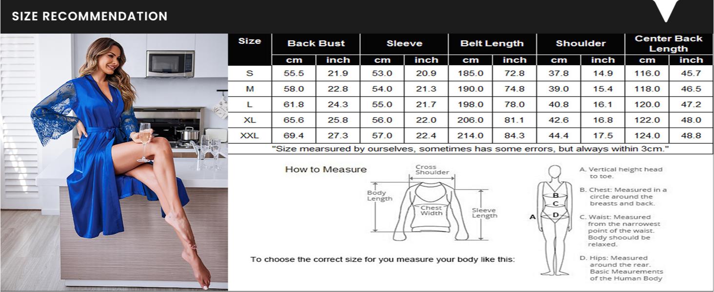 Avidlove Women's Floral Lace Kimono Robe Long Sleeves Dressing Gown Bathrobe Bride Robe Nightwear Satin Womenswear