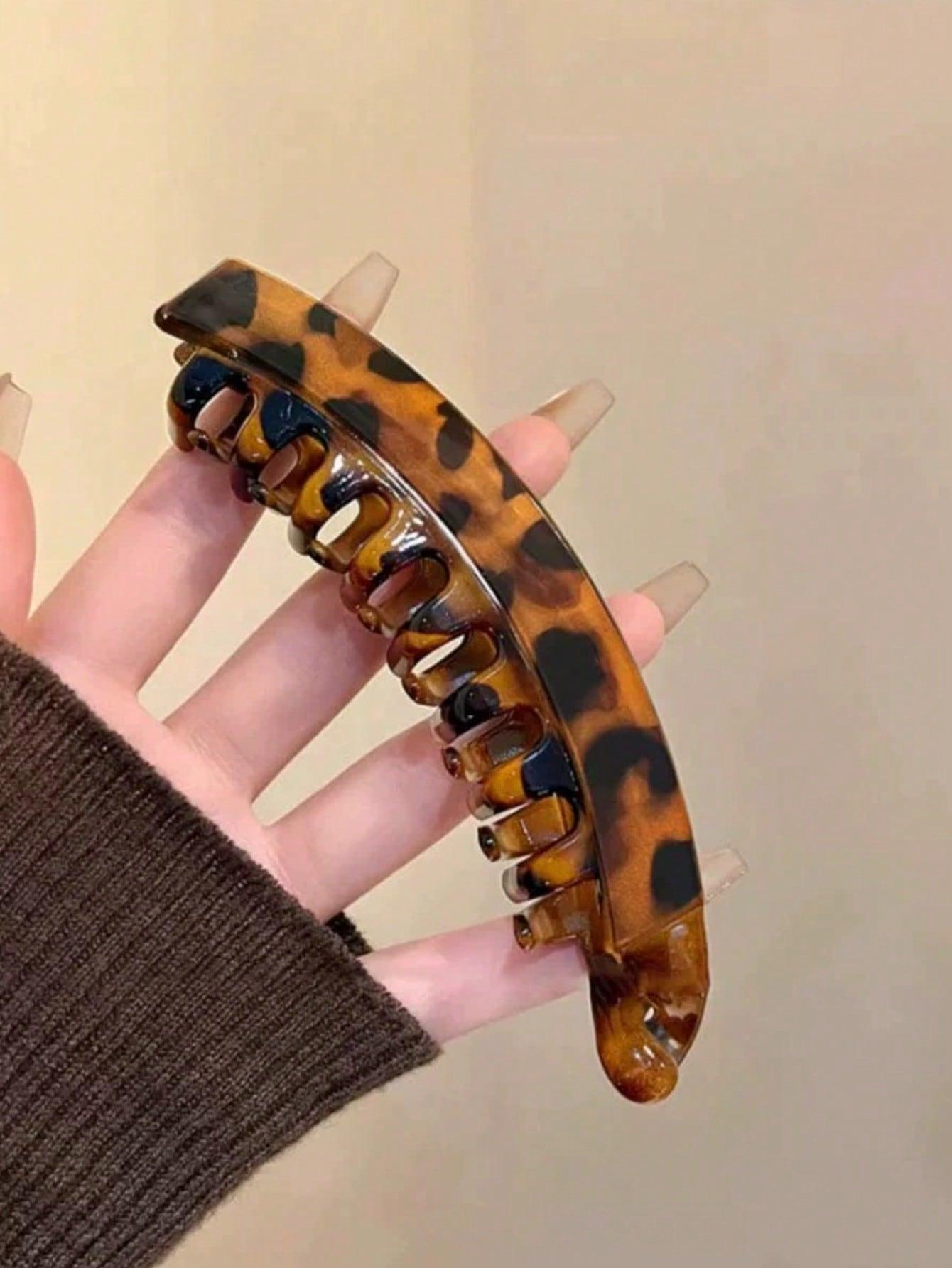 3pcs Non-Slip Large Banana Clips, Strong Hair Grip for Ponytails and Updos, Thickening Hair Volume, Leopard Print