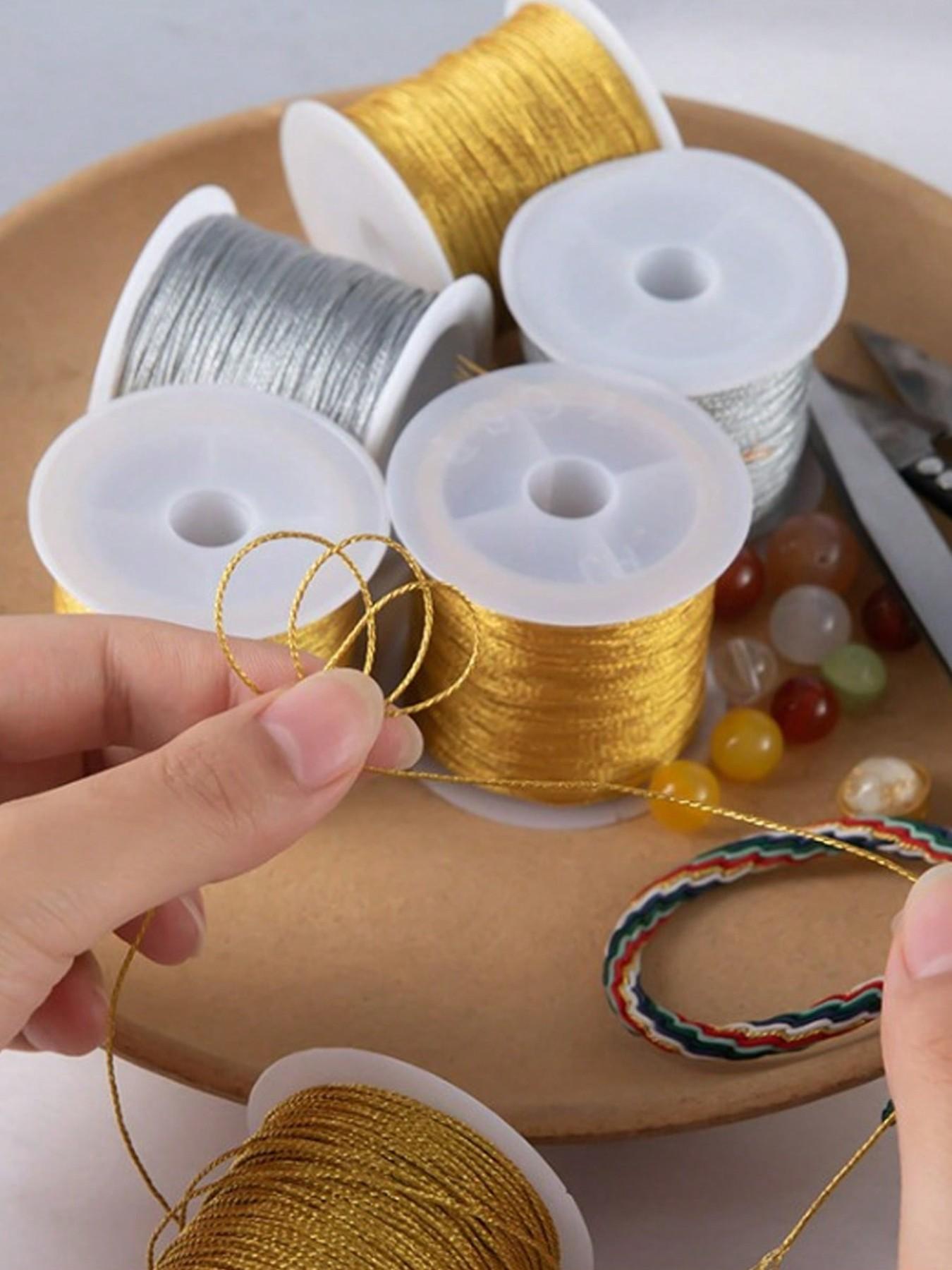 Gold/Silver Thread Macrame Cord Rope Braided String For Bracelet Necklace DIY Tassels Beading Shamballa String Jewelry Making