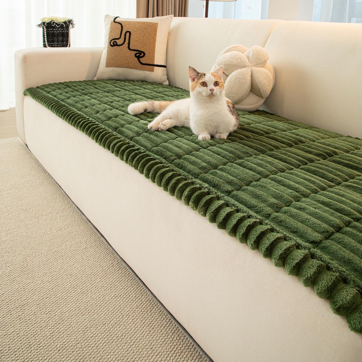 1pc Flannel Sofa Cushion, Soft Skin-Friendly Fabric, Wave Edge Design, Pet-Friendly Non-Slip, Machine & Hand Washable, Fits Single to Five-Seater Sofas