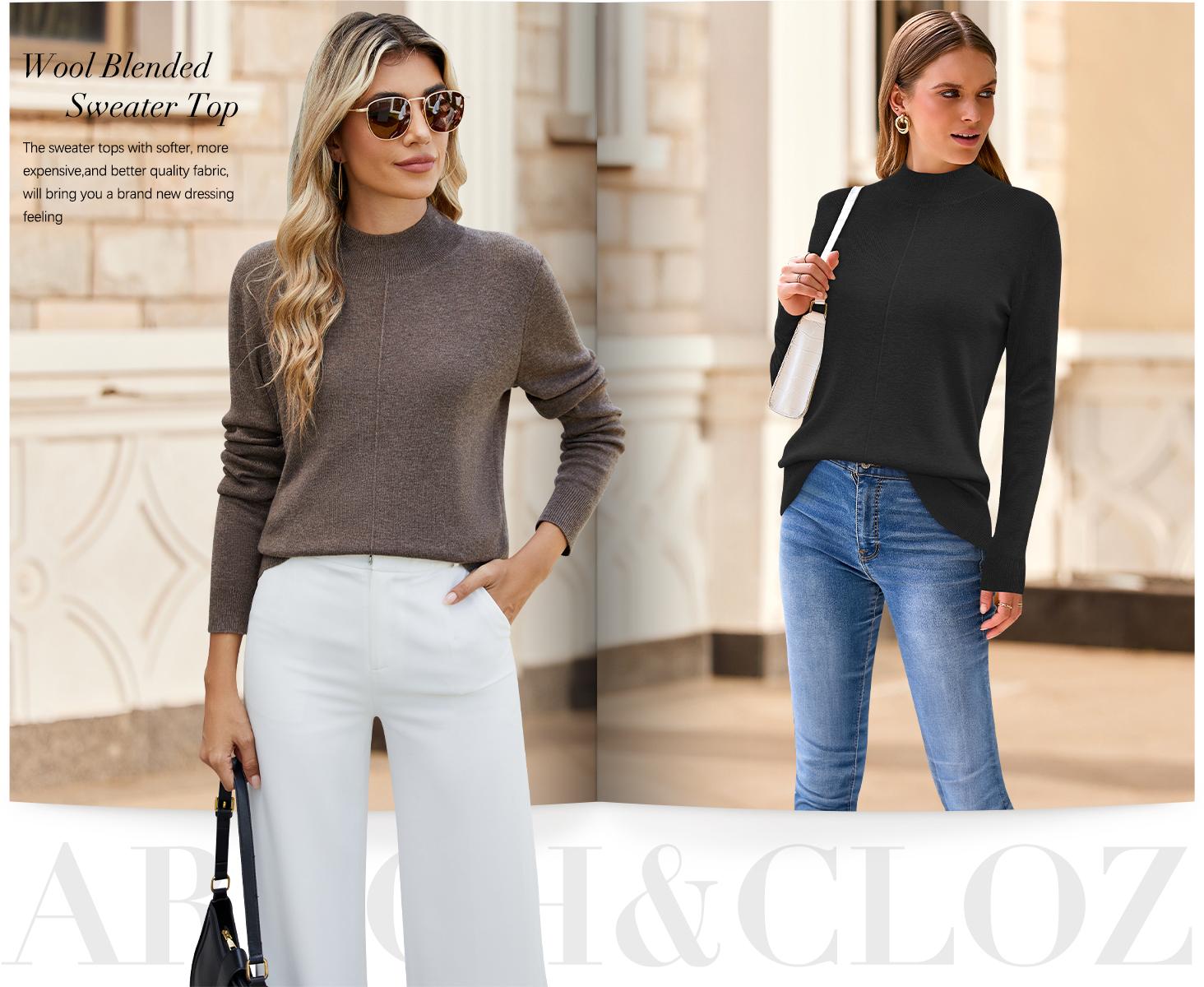 Arach&Cloz Womens Spring 2026 Sweater Tops Business Casual Outfits Work Mock Neck Long Sleeve Turtleneck Dressy Pullover Arach&Cloz Womens Spring 2026 Sweater Tops Business Casual Outfits Work Mock Neck Long Sleeve Turtleneck Dressy Pullover