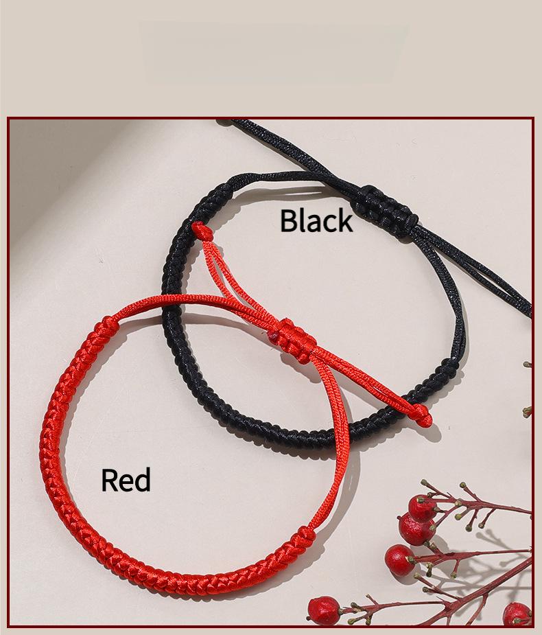 Lucky Red Braided Rope Bracelet, Handmade Adjustable Cord for Him & Her Matching Jewelry