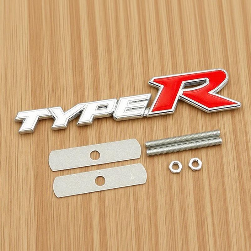 3d Metal Alloy Letters Type R Logo Car Front Grille Badge Emblem for Accord Civic Type R Auto Accessories