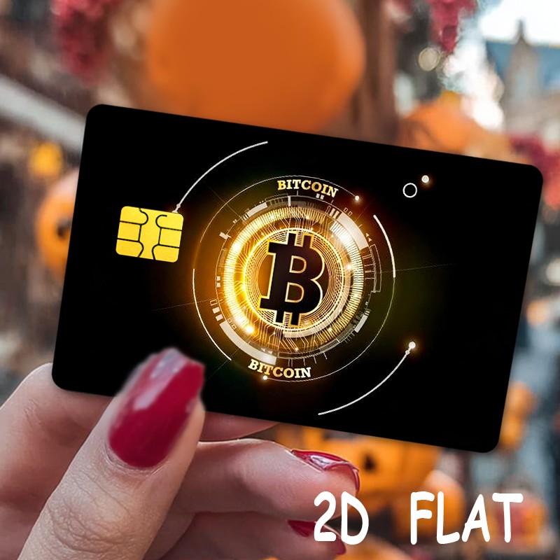 Simple Bitcoin Design Credit Card Stickers, Ultra-Thin Vinyl Material, 2 Pieces Per Set, Waterproof and Scratch-Resistant Film
