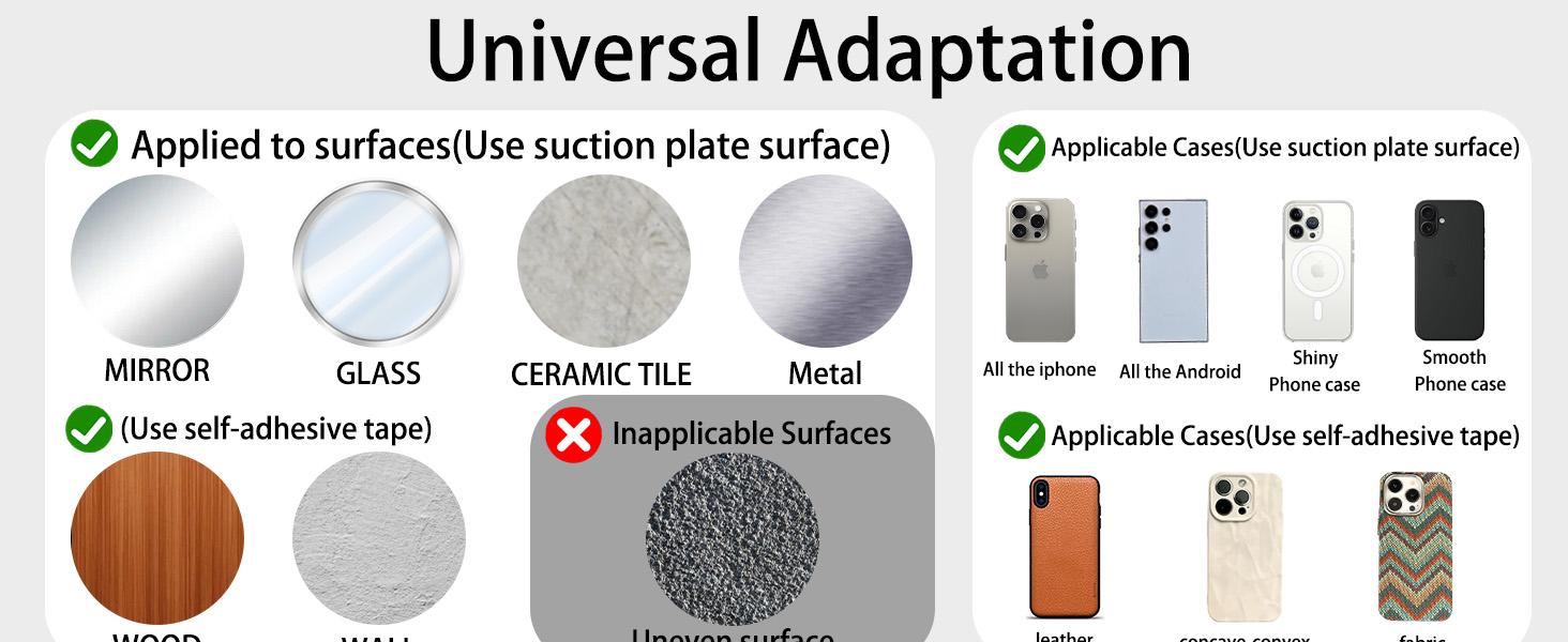 2pcs Double-Sided Phone Suction Mount,Round Silicone Suction Cup Phone Holder,Phone Case Self-Adhesive Phone Sticky Grip for Mobile Devices