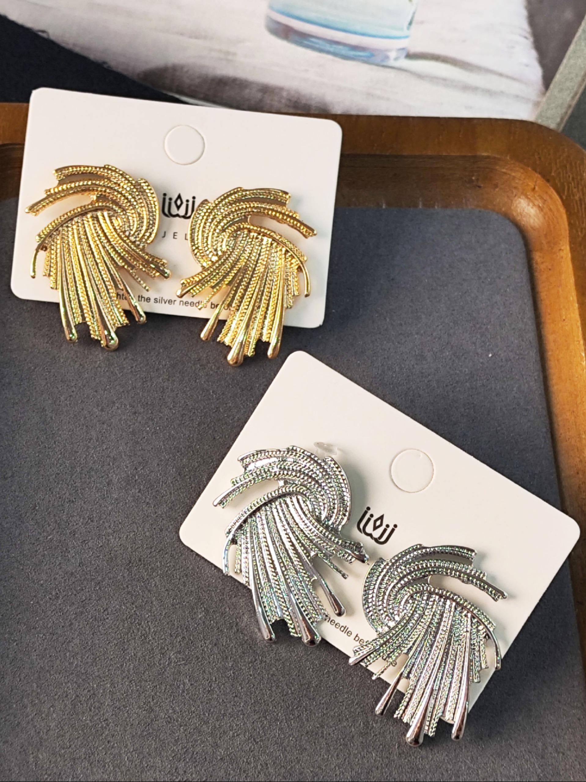 Vintage Hong Kong Style Firework Earrings, Plated, Non-Fading, Irregular Design, Perfect for Women Daily Parties Holidays