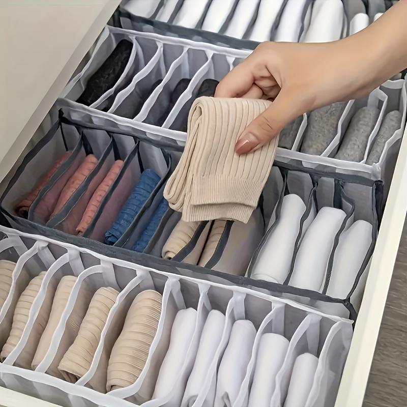 1Pc Foldable Grid Drawer Storage Box-multifunctional Breathable Underwear and Socks Storage Box, Multi-compartment Design, Space-saving Wardrobe Finishing Artifact, Ladies Fashion Accessories Clothing Storage Box