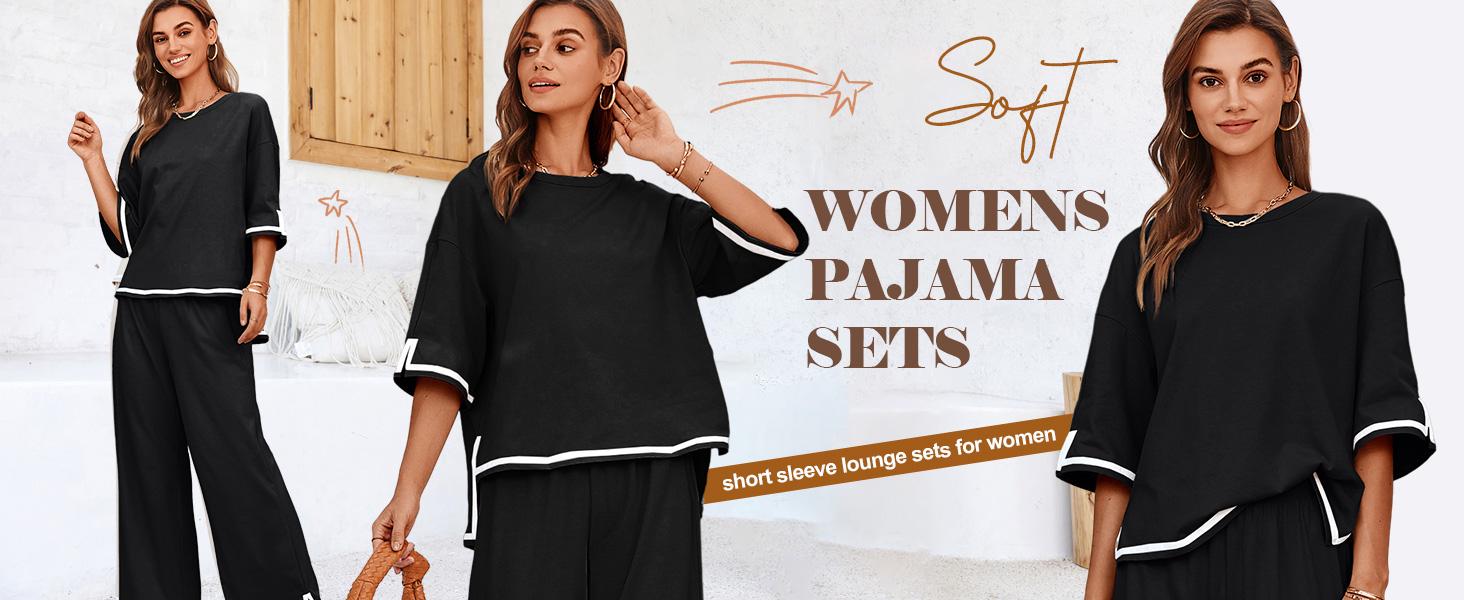Danedvi Womens Plus Size L-5XL Lounge Sets 2 Piece Outfits Short Sleeve Pullover Tops Wide Leg Pants Summer Travel Outfits Danedvi Womens Plus Size L-5XL Lounge Sets 2 Piece Outfits Short Sleeve Pullover Tops Wide Leg Pants Summer Travel Outfits