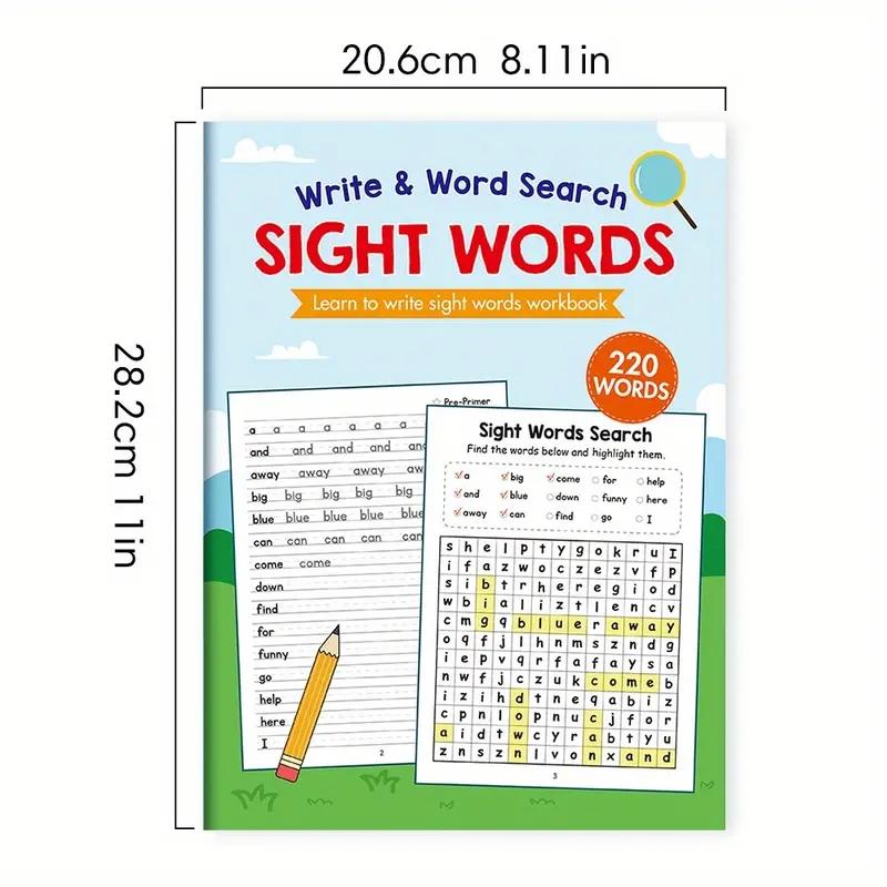 Visual Word Practice Book with Answer Key, Preschool Alphabet, Handwriting and Visual Word Search Game, Suitable for Ages 3 and Above, Educational Learning Activities, English Children Skills, Visual Learning Tools, Tracing Preschool Books