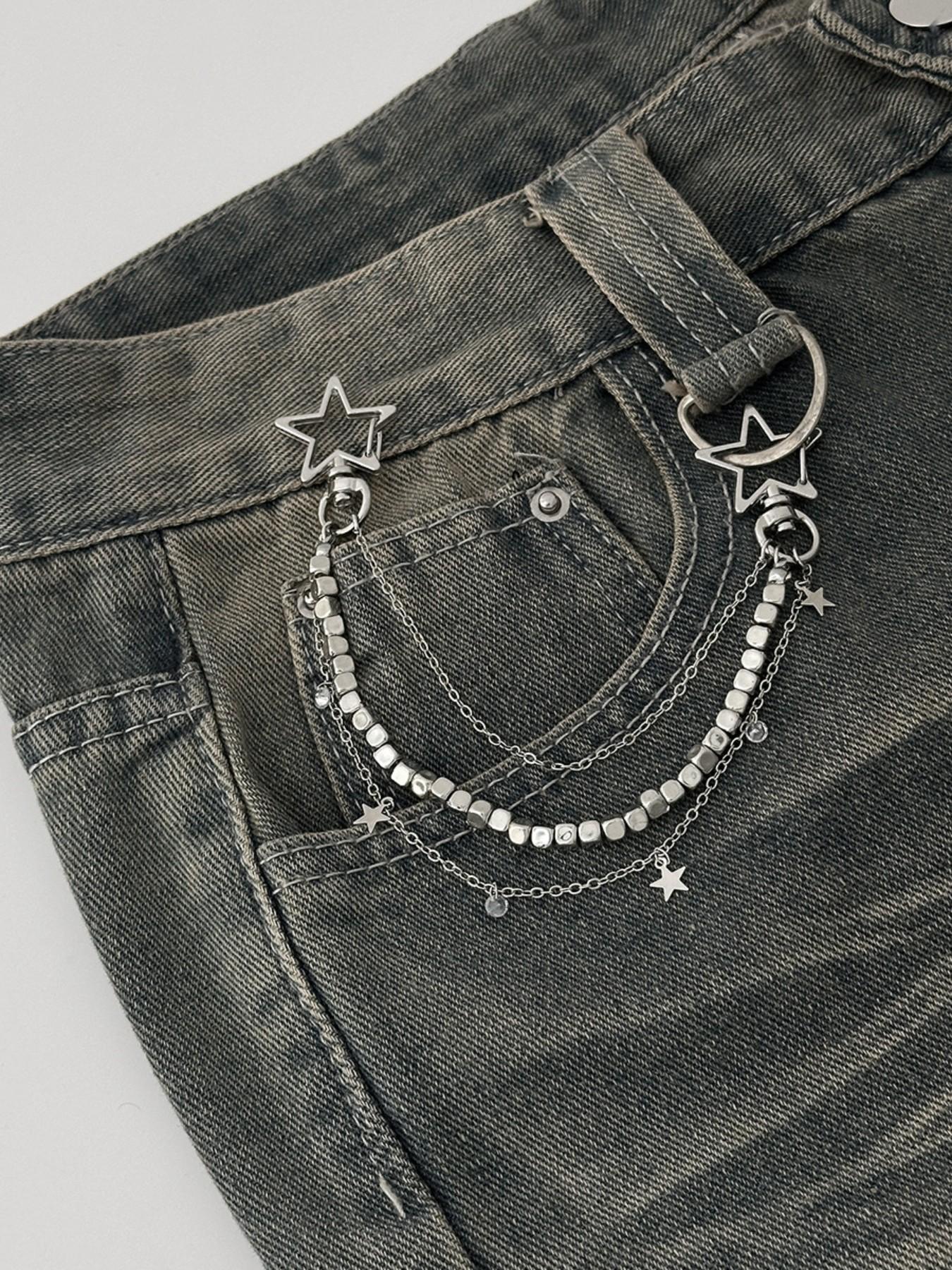 Hip Hop Star Cross Bag Chain Pendant, Fashion Metal Keychain Charm, Stylish Accessory for All Seasons, Baroque Pattern Design