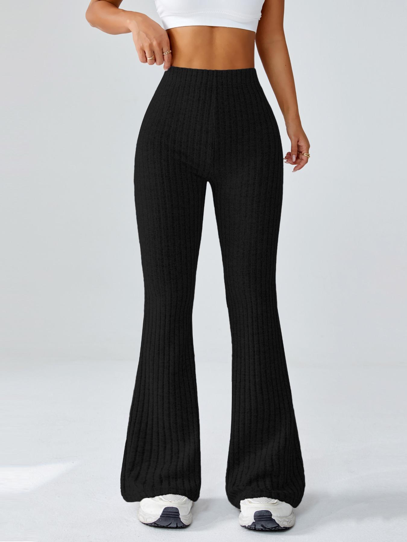 Women's High-Waisted Sporty Yoga Pants, Tight-Fitting Knit Fabric, All-Season Wear, Casual & Fashionable Design, High Waisted Leggings, Athleisure Style Bottoms