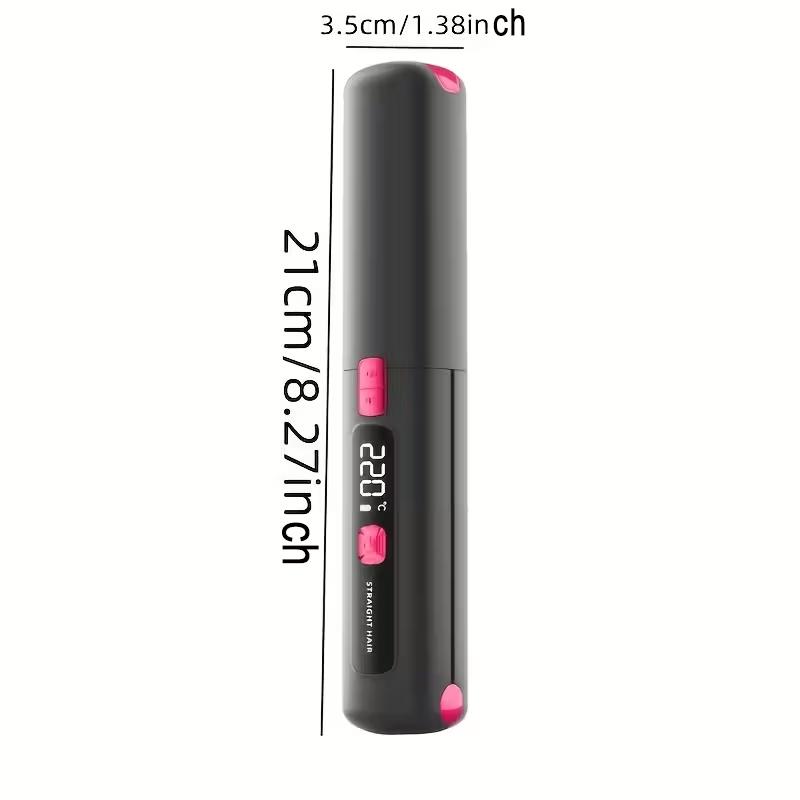 Mini Two-In-One Wireless Straightener and Curler, Portable Hair Straightener, Cordless Hair Straightener, USB Rechargeable 4500mah Battery, Anti-Scald Design, Ionic Hair Care, LCD Display, Cordless Styling