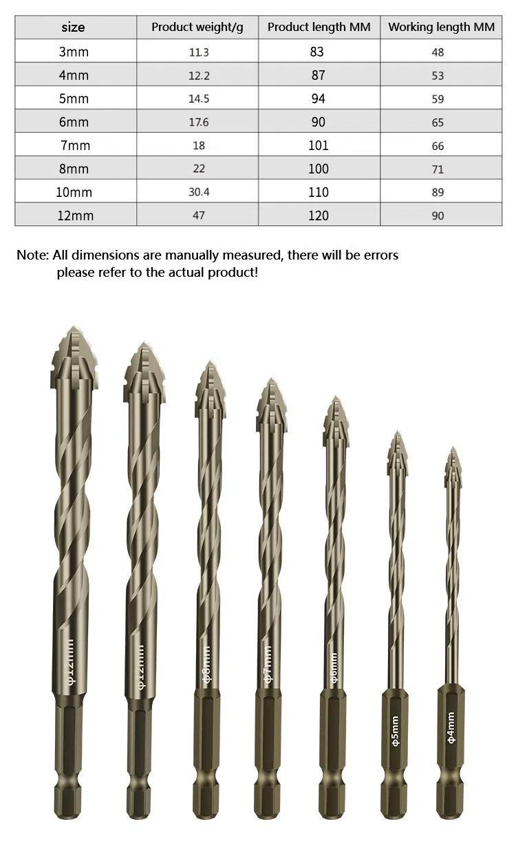4-pack new upgraded version of four-sided sawtooth eccentric drill dry full tile ceramic glass marble concrete stainless steel-4