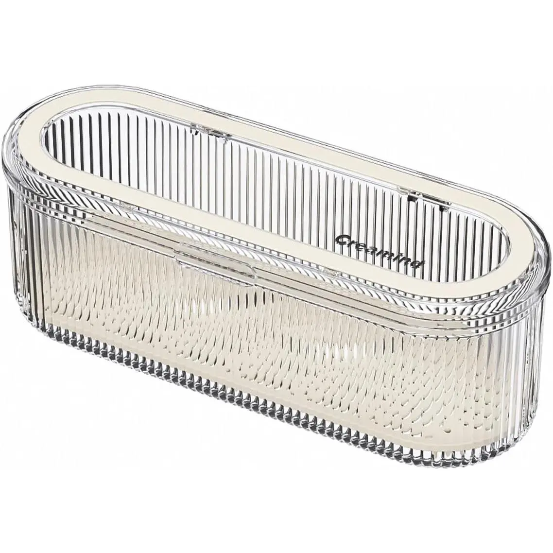 Silverware Organizer with Lid and Drainer, Covered Utensil Tray for Kitchen Drawer and Countertop, Clear Plastic Cutlery and Flatware Storage Box for Spoons Forks Knives Holder Case