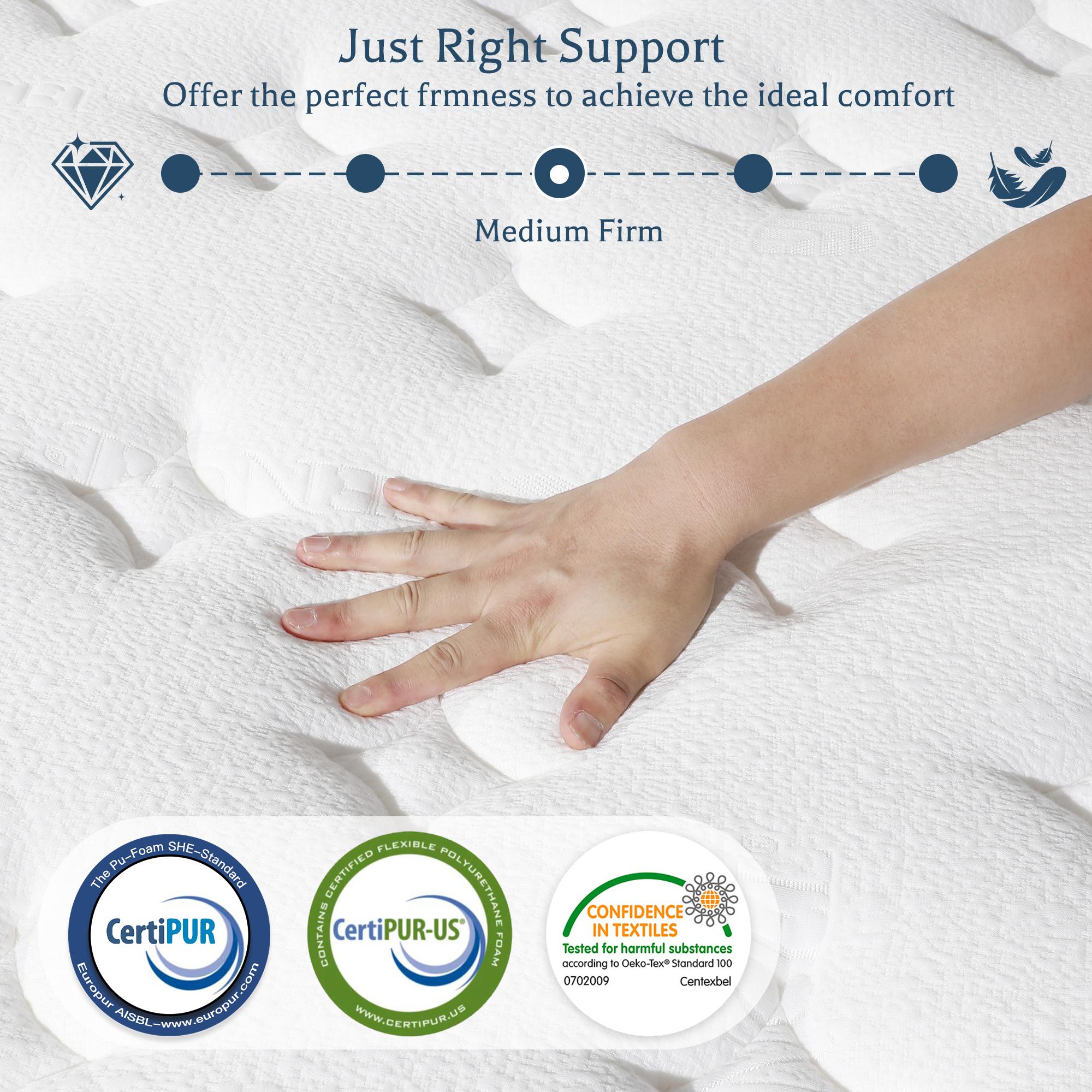 KORLOVY 12/14 Inch Twin, Full, King, Queen Size Mattress Memory Foam Hybrid Pocket Spring Medium Firm Comfy Skin-Friendly Mattresses Bed in A Box For Home Bedroom Hotels, Boxed Gift Furniture Ergonomic