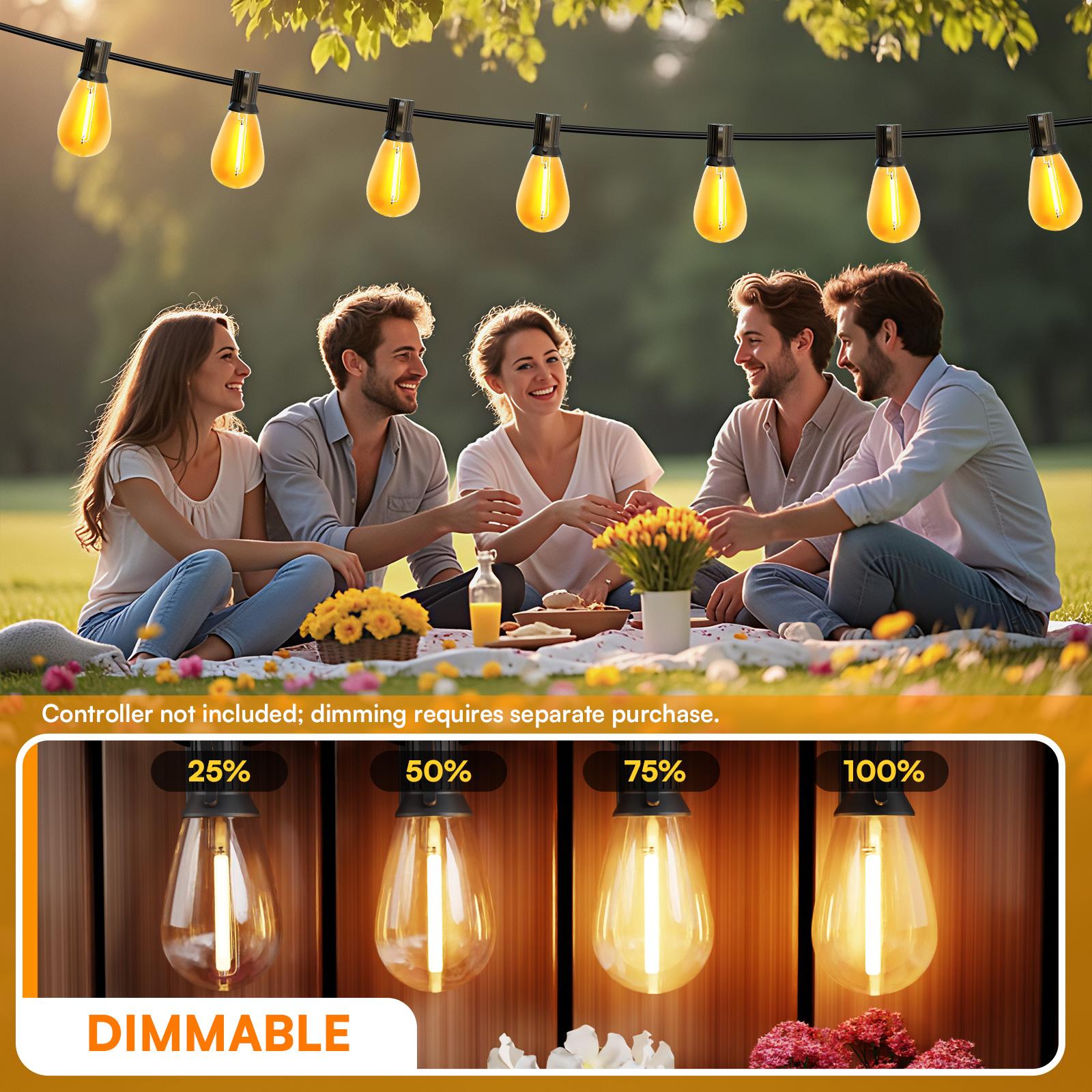 DAYBETTER Outdoor S14 solar string lights IP65 waterproof 3 lighting modes super bright LED lights suitable for terrace, backyard, porch(New & Old Styles Mixed Delivery)