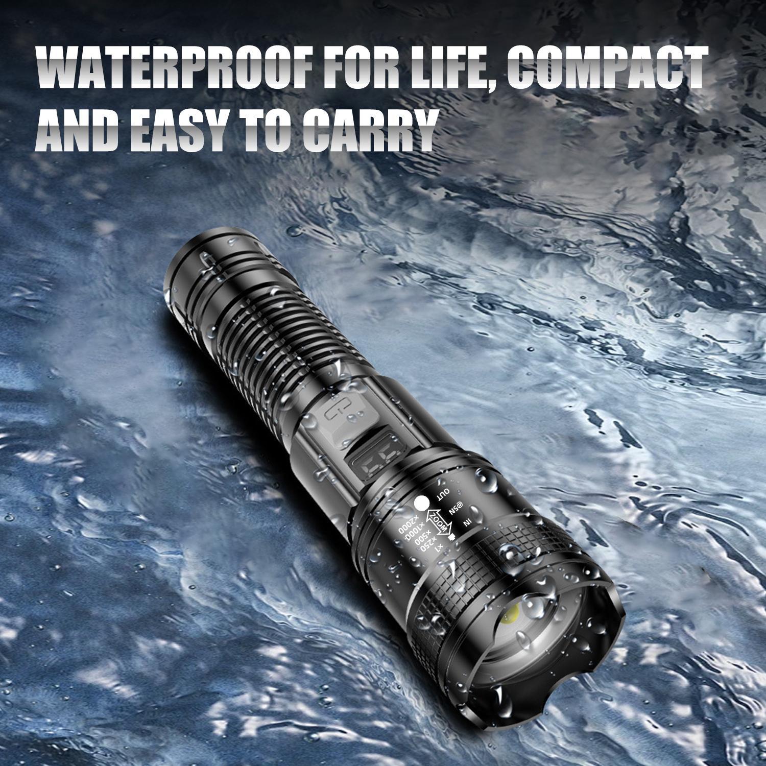 High Lumen LED Rechargeable Tactical Flashlight,with Battery Level Indicator & USB-C Port,Essential for Camping/Hiking/Emergency/Travel
