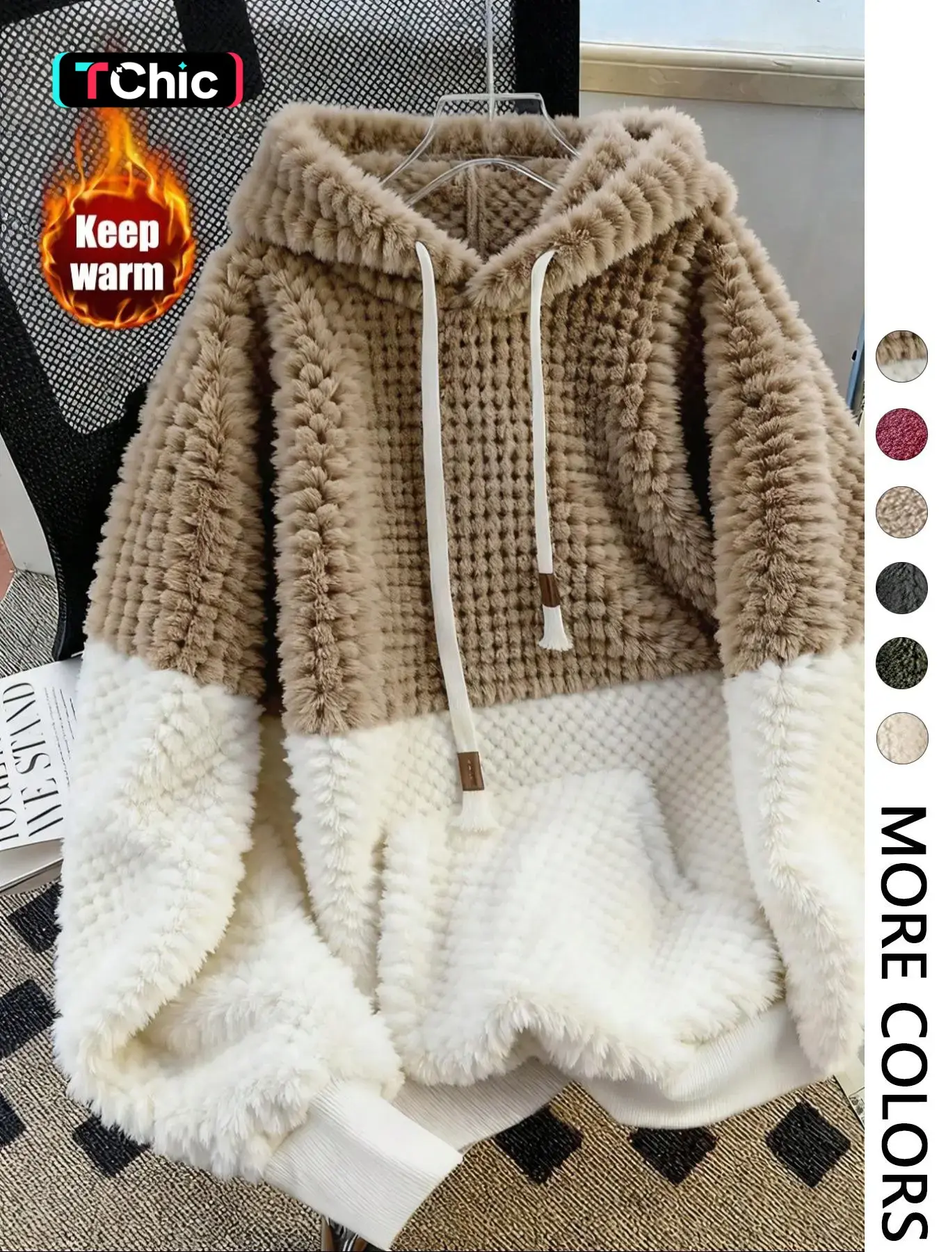 【Black Friday】Women's Hooded Fleece Sweatshirt, Soft Long Sleeve Loose Fitting Hoodie, Autumn & Winter Warm Cozy Casual Wear, Comfortable Stylish Fashion Tops