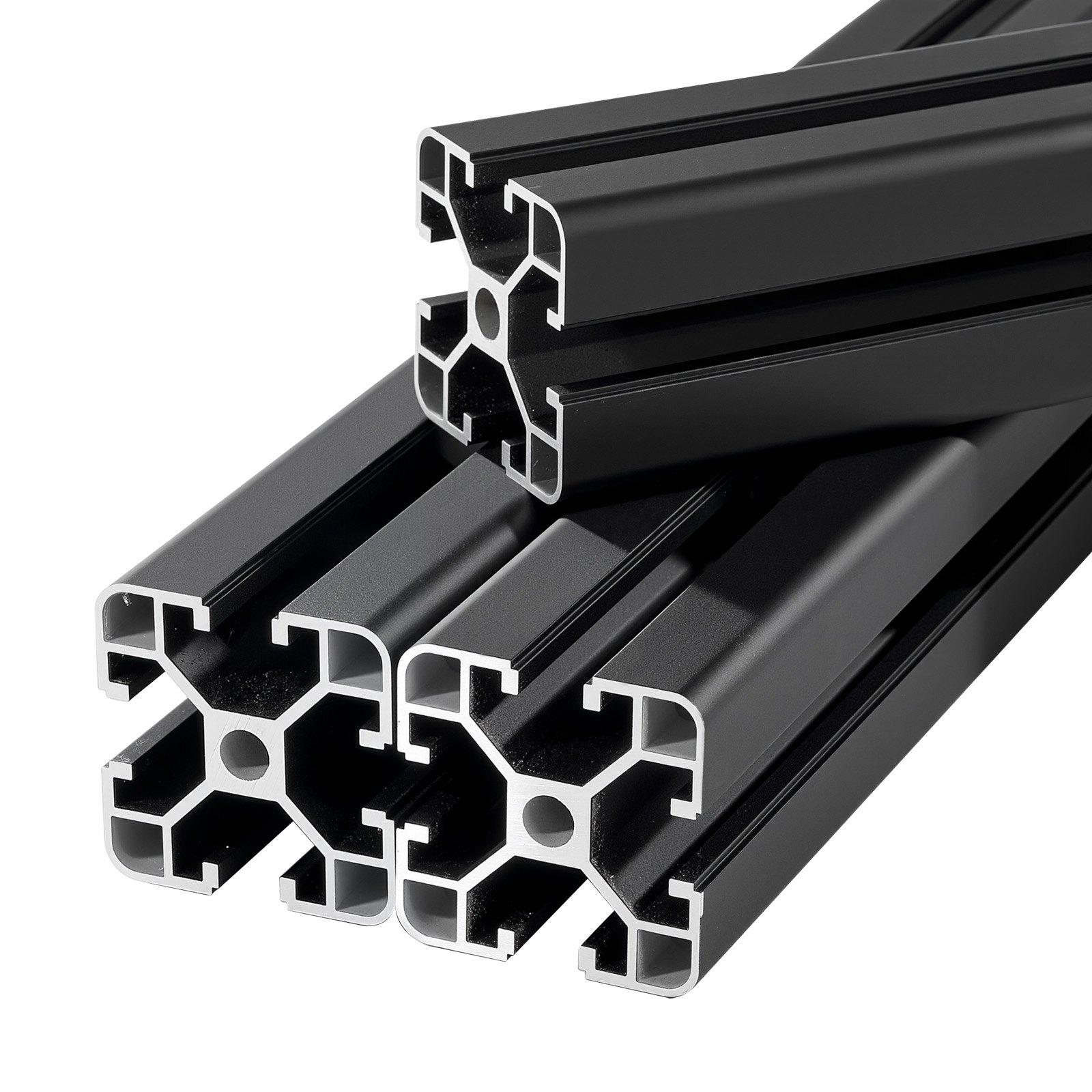 【FathersDayGift】 VEVOR 4PCS 4040 Aluminum Extrusion Profile, 15.75 Inch 400 mm, T Slot European Standard Anodized Linear Rail, High-Strength Extruded Aluminum Rail, for 3D Printer Parts and CNC DIY Workbench, Black