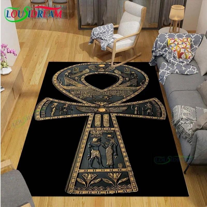 Luxury Ancient Egyptian Queen Flannel Area Rug - Golden Pharaoh Throne Print Soft Mat for Living Room, Non-Slip Historical Home Decor#EgyptianQueenRug #PharaohThroneMat #AncientEgyptianDecor #GoldenMythologyCarpet #NonSlipFlannelRug