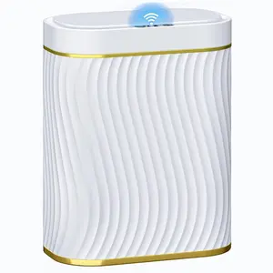 Small bathroom trash can with automatic touchless lid, 2.6-gallon smart trash bin, narrow waterproof trash can, suitable for bedroom, office, living room