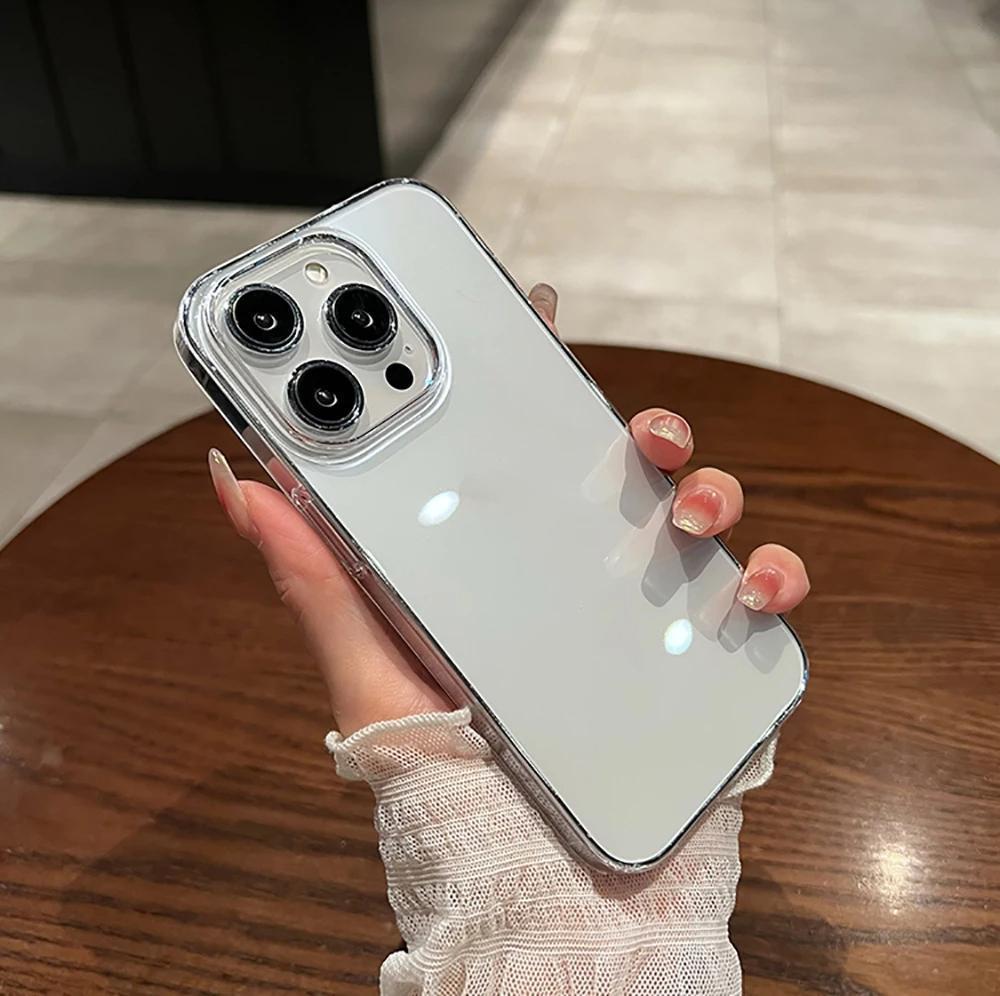 Hard Luxury Shockproof Clear Bumper Cases For iPhone 16 15 14 13 12 11 Pro Max Plus Transparent Acrylic Phone Cover Accessories Cellphone Protection ip16 Tempered Glass Protective Casing