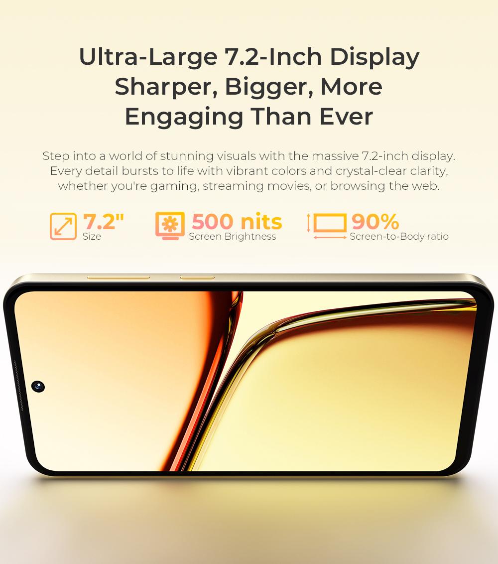 OUKITEL C69 Cell Phone Unlocked，7.2''HD + 120Hz Display，24GB(8+