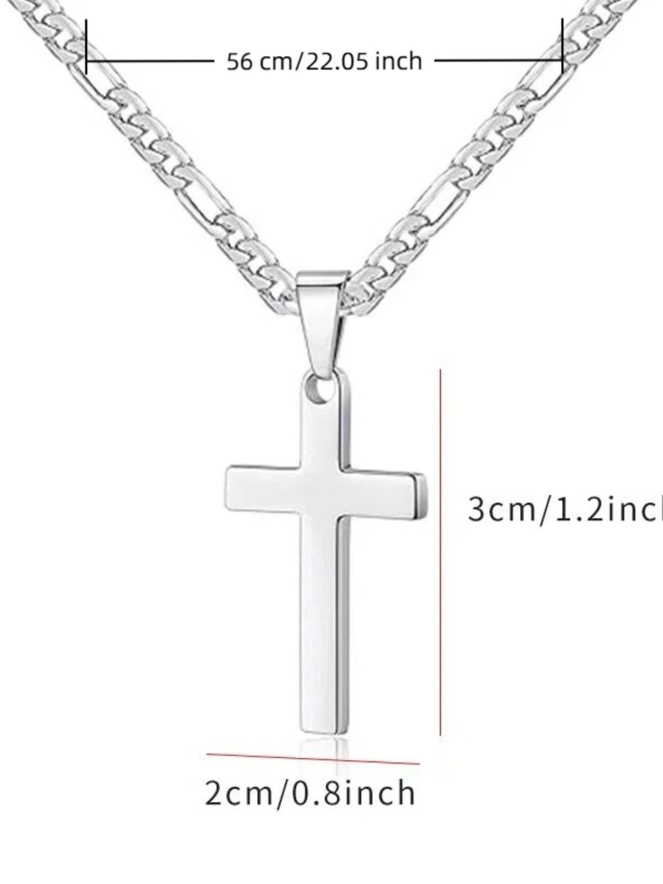 Cross Necklace for Men, Minimalist Style, Long Chain Collarbone Pendant, Smooth Finish, Luxury Unique Necklace, Recommended for Back-To-School Season