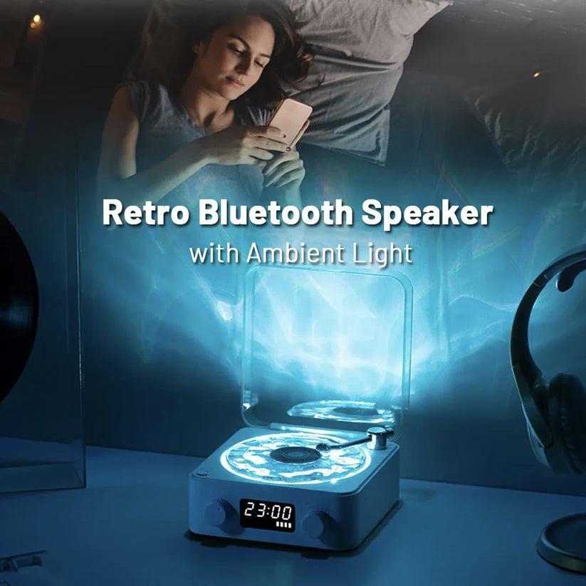 Waves Vintage Vinyl Record Player Bluetooth Speaker with Adjustable Ambient Night Lights, 4-Mode Wireless Audio Turntable wall lights