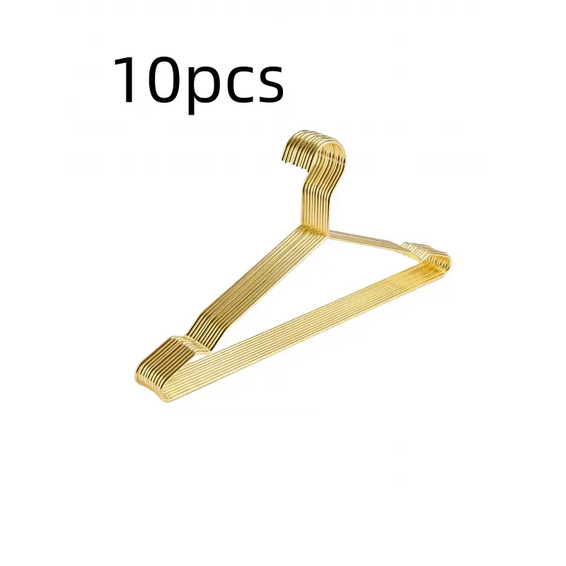 Heavy Duty Golden Thin Metal Clothes Hanger Set Of 10 Ultra Slim Design Maximize Wardrobe Storage Space Wire Garment Holder