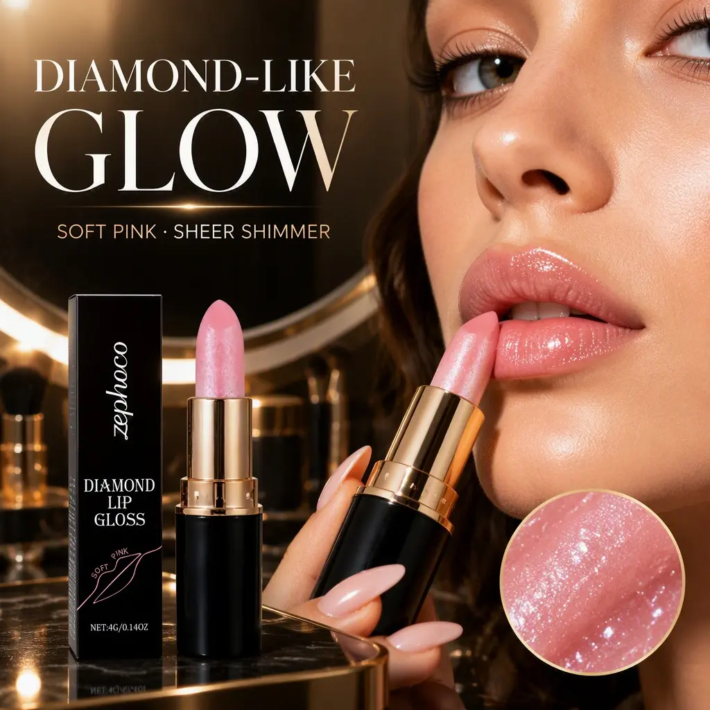 Diamond Shimmer Lip Gloss - High Shine Glossy Lipgloss Makeup, Hydrating Glitter Lipstick for Plumping & Long Lasting Wear sohochic