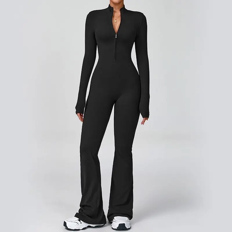 Crafted from soft cotton fabric, this women jumpsuit features front zipper design, long sleeves and flare leg cut. Suitable for yoga, dance, fitness and daily wear. Fashion cute style, it is a wonderful Valentine gift choice for your lover, family and fri