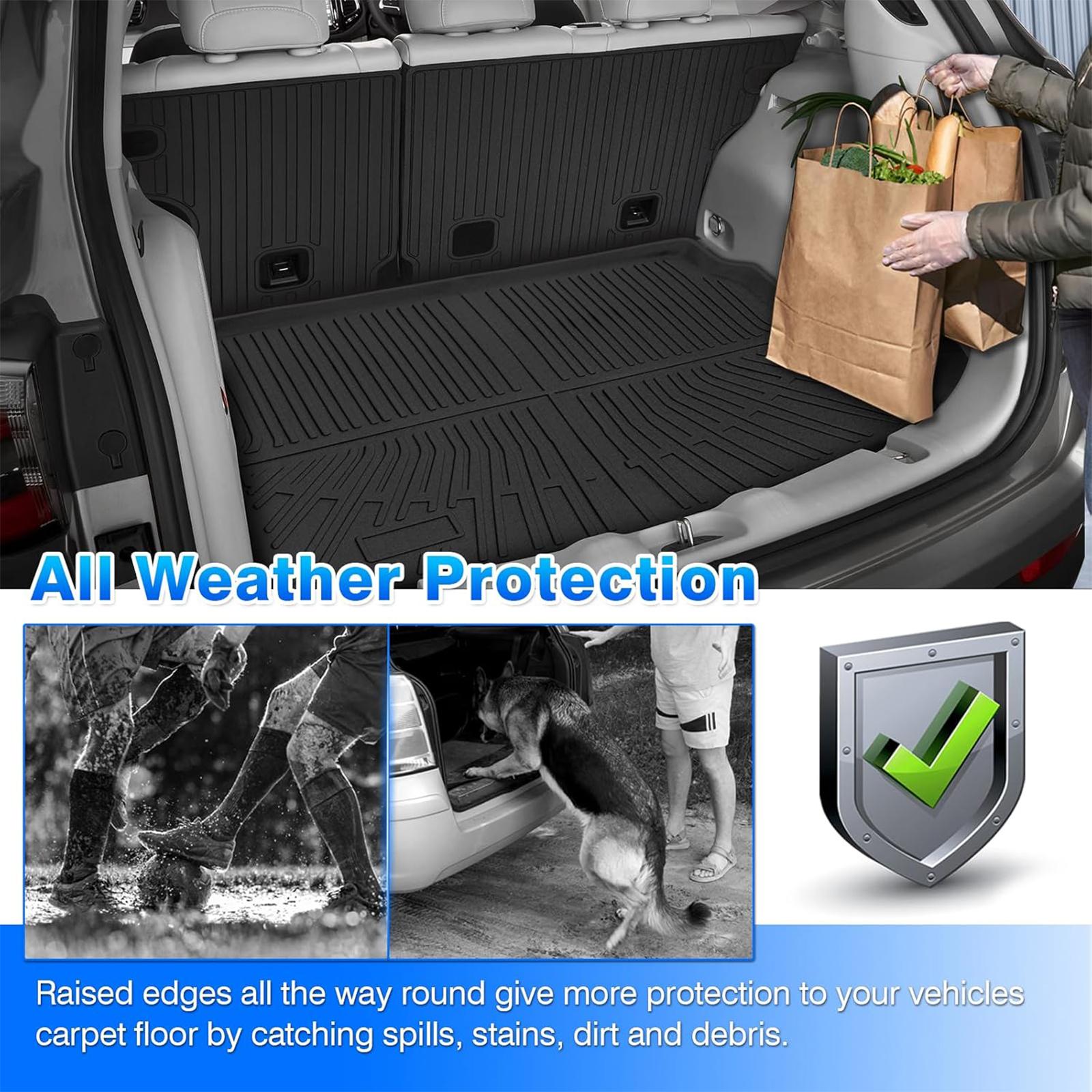 Canvcle Custom Fit Floor Mats & Trunk Mat for Jeep Compass 2017-2025 TPE Odorless All Weather Cargo Liners with Backrest Mat Anti-Slip Design Eco-Friendly Safe Materials Truck Accessories