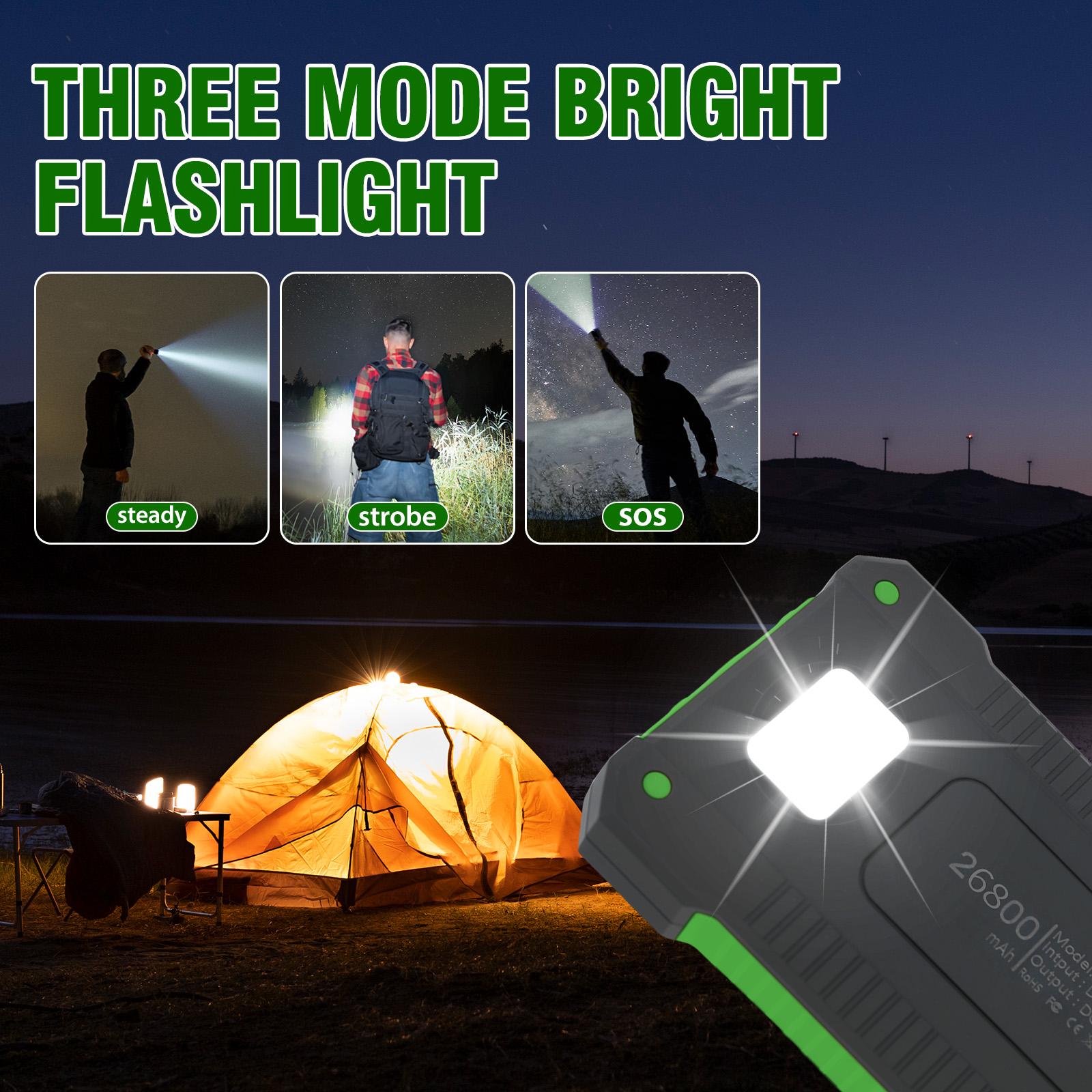 26800mAh Solar Power Bank, Outdoor Portable Charger with LED Flashlight & Compass,Waterproof with Carabiner, Charging for iPhone Android, Camping Hiking Gear 26800mAh Solar Power Bank, Outdoor Portable Charger with LED Flashlight & Compass,Waterproof with Carabiner, Charging for iPhone Android, Camping Hiking Gear