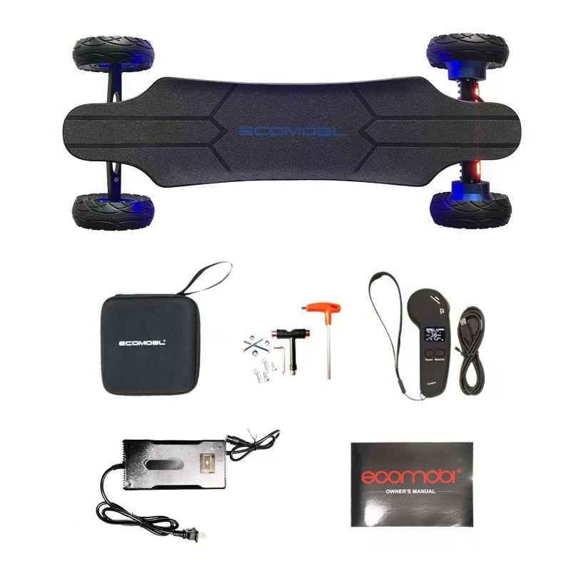Ecomobl ET Pro 2WD 12S3P Electric Longboard - Street/All-Terrain, 40-55 km/h Speed, 3500W Motor, 12Ah Battery, 100x40x18cm Size,