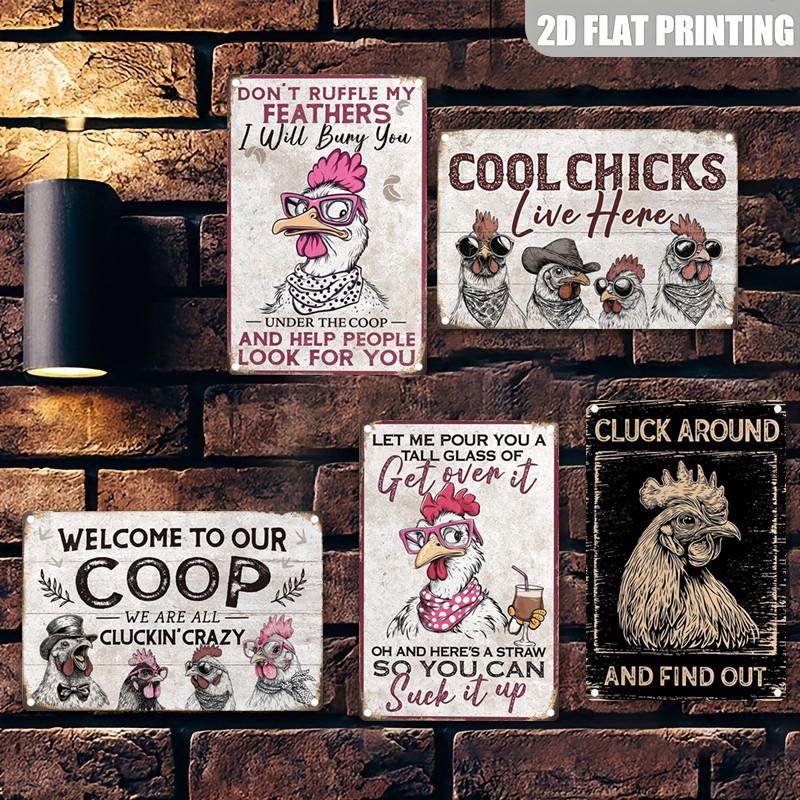 Funny Chicken Poster Aluminum Sign, Humorous Metal Wall Art Print, Vintage Style Aluminum Plaque, Decorative Poster, 20x30 Cm