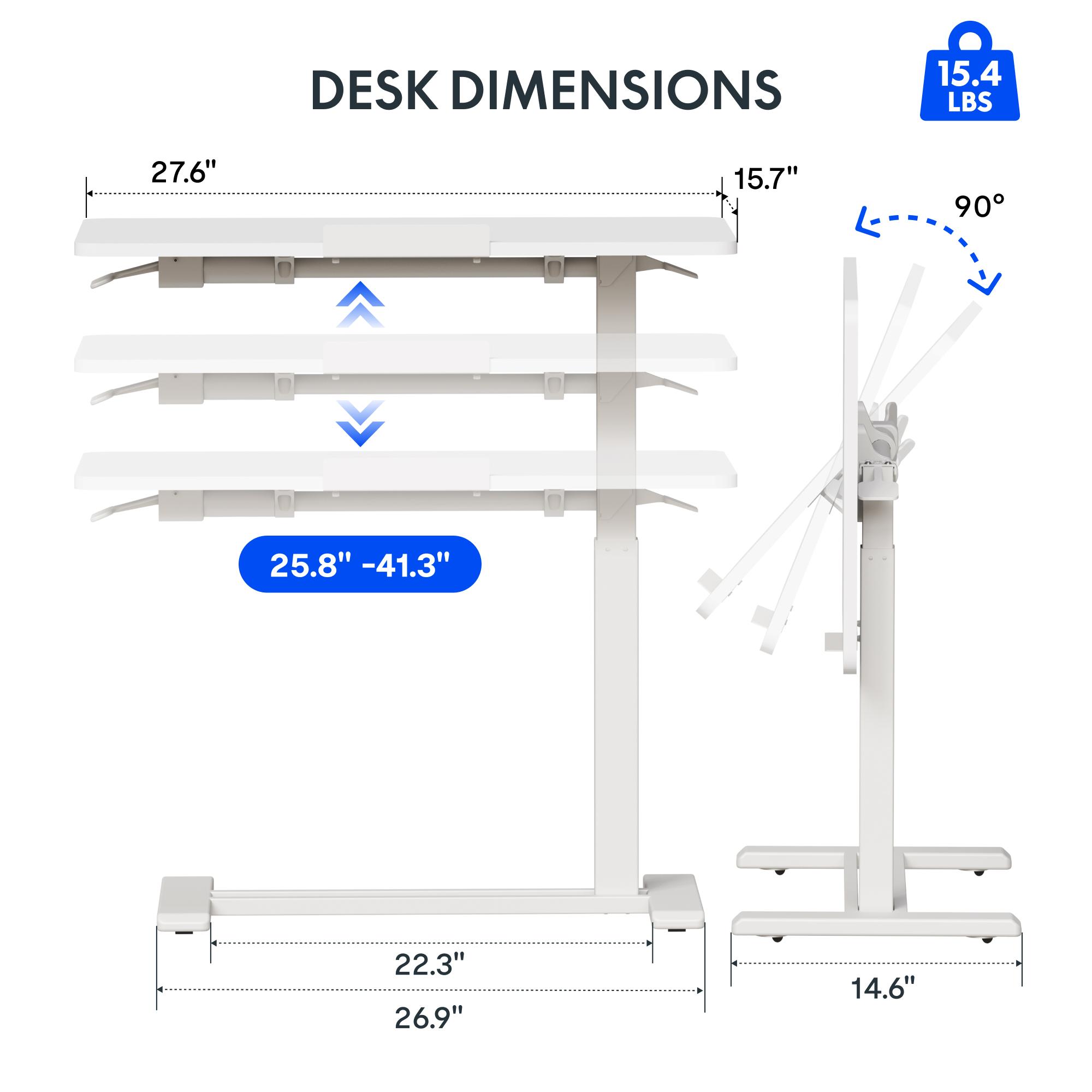 FLEXISPOT Mobile Adjustable Overbed Desk - Bedside Standing Desk with Rolling Wheels, Tilting & Foldable Portable Laptop Computer Cart Workstation for Home, Office