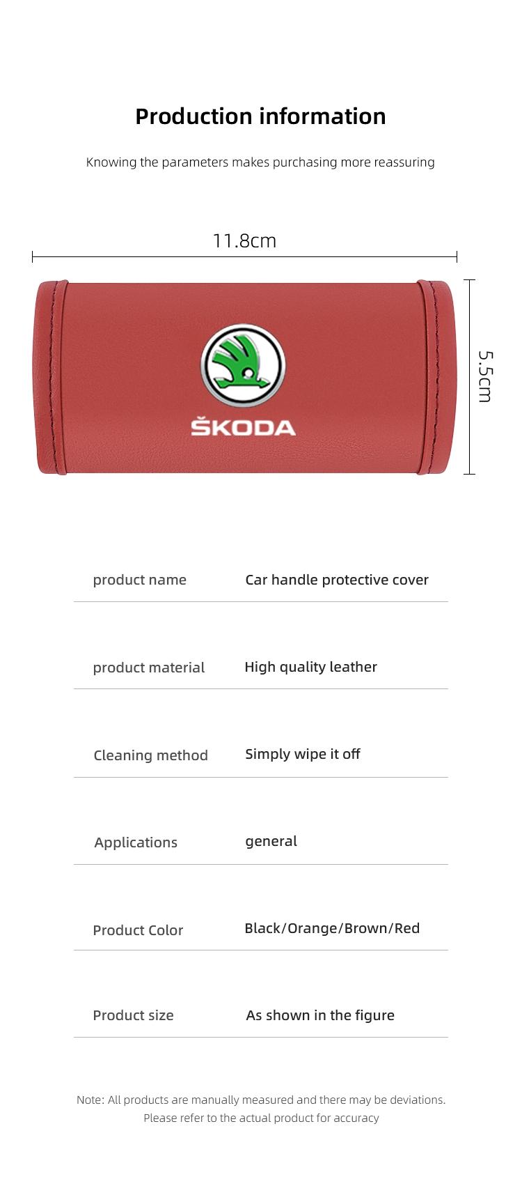 Car Roof Handle Protective Cover Pull Gloves Interior Accessories For Skoda Kylaq Elroq Kodiaq Octavia Enyaq Kamiq Scala Rapid Superb Karoq Fabia Citigo Vision RS Yeti