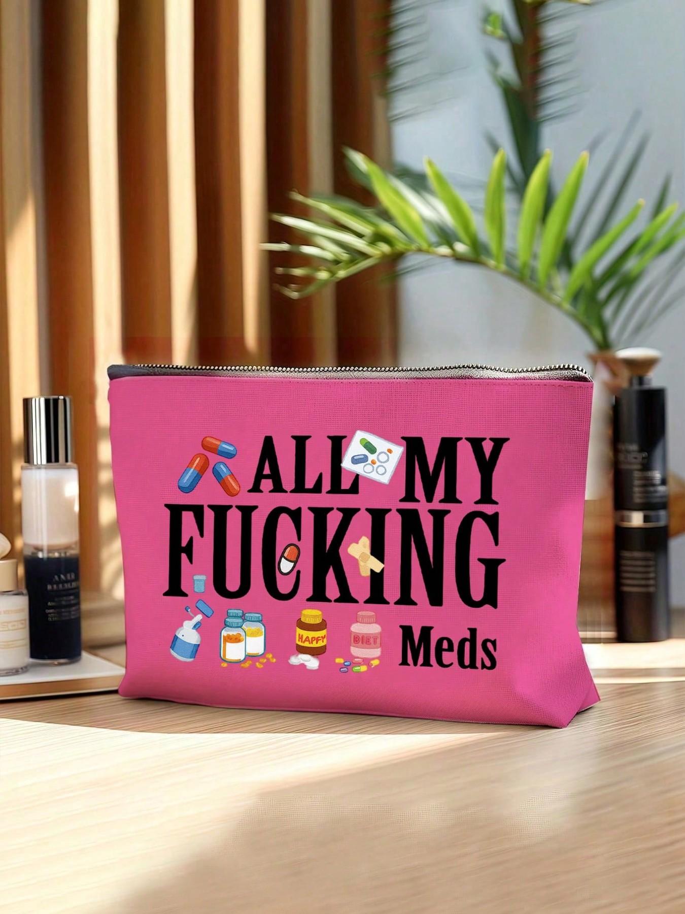 Humorous Canvas Pill Organizer Bag, Zipper Closure, Polyester Material, Reusable Travel Medicine Pouch, Perfect Gift for Women, Mom, Sister, Daughter, Friend