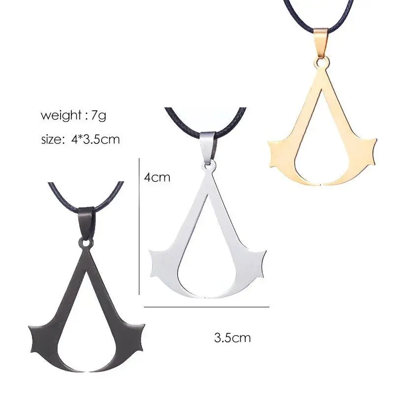 Fashion Charm Chain Stainless Steel Assassin Syndicate Creed DIY Pendant Game Movie Anime Cosplay Necklace Men Jewelry Gift