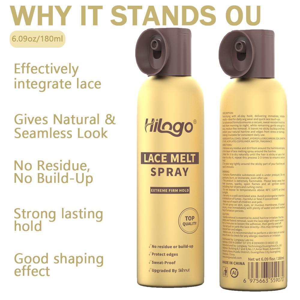 Hilogo Lace Melt Spray for Wig Install | Strong Hold & Natural Hairline Lace Melting Spray for Ashy Lace - Sweat-Proof & Slay-Proof Haircare Spray 6.09 FL OZ 180 ML#SummerWins #DealsforYouDays