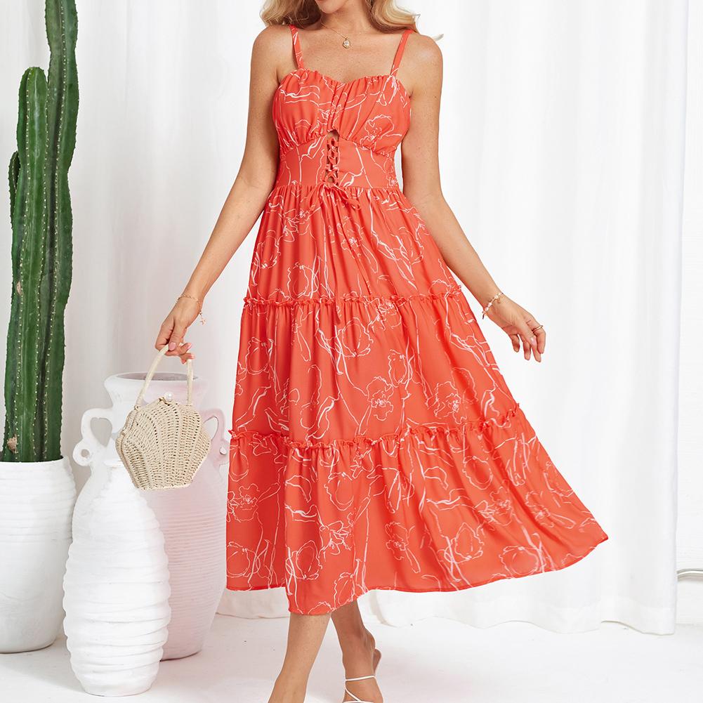 【GRACE KARIN】 Women's Summer Floral Dress Spaghetti Strap Smocked Tiered Casual Boho Maxi Long Sundress with Pockets SpringStatements