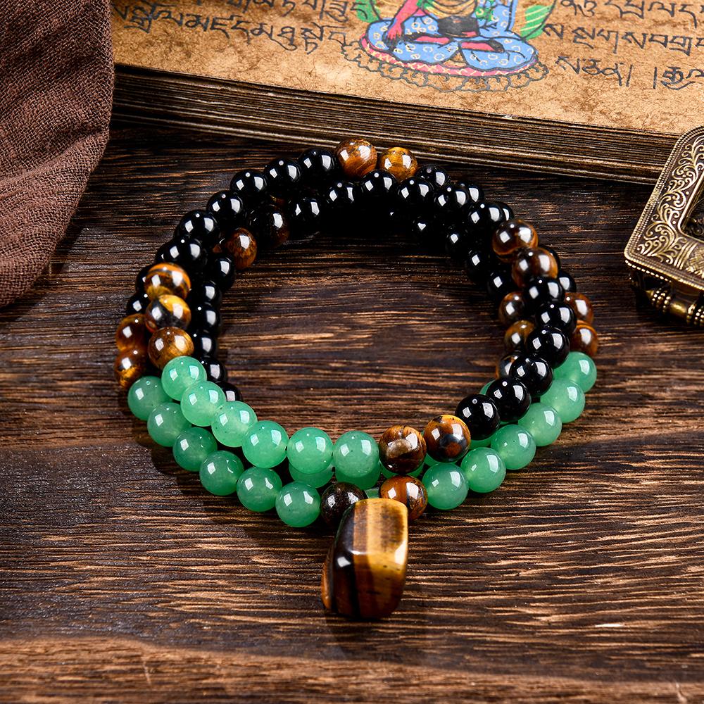 Money Attraction Necklace With GreenAventurine & Tiger Eye  Pendant Healing Crystal Stone ,Anniversary, Vacation &Theme Parties Jewelry Charms Abundance Crystal bracelet,Long Chain,Sweater chain,Ideal Gift Jewelry for Men and Women