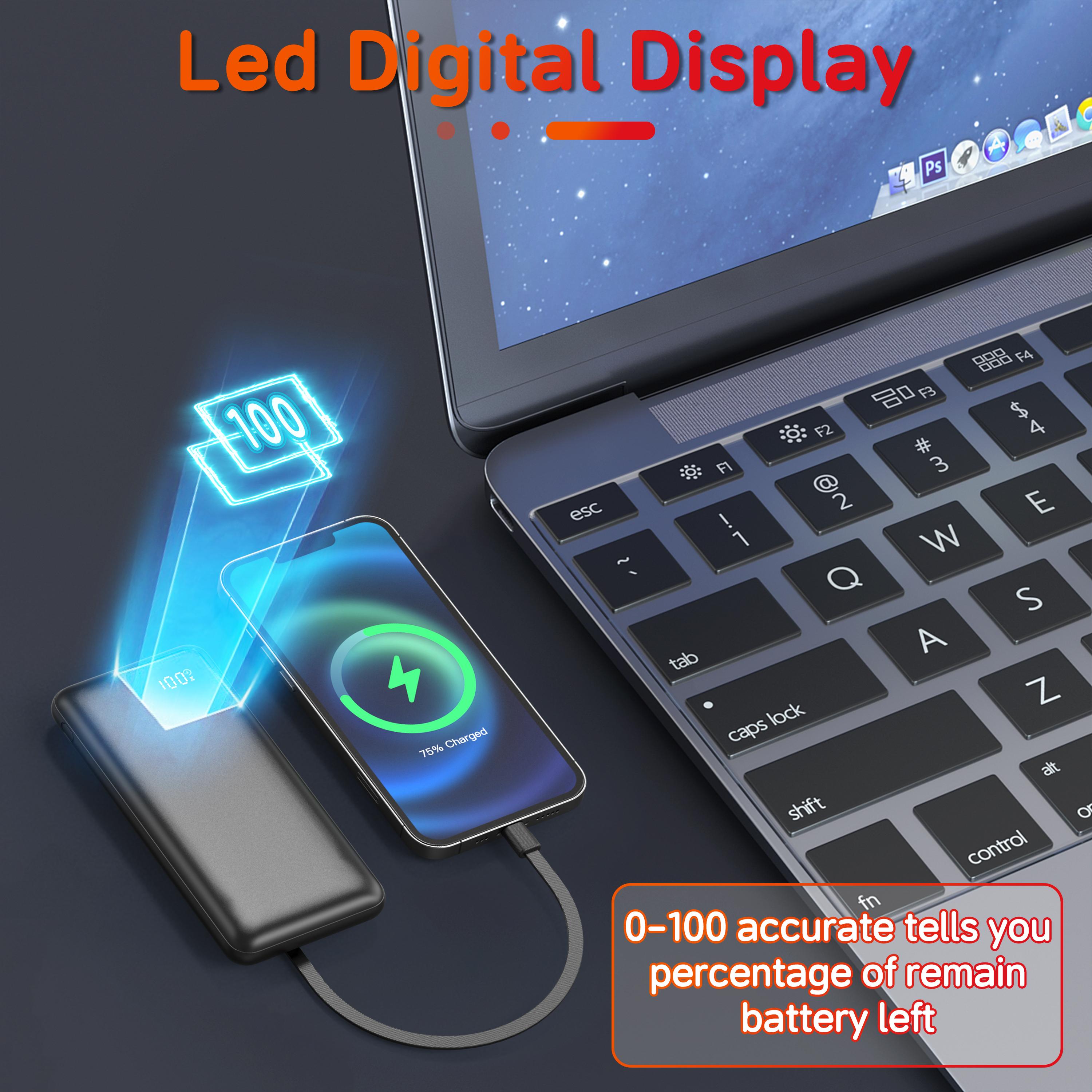 Portable Charger with Built-in Cables, 22.5W Fast Charging, 10000mAh Slim Power Bank for iPhone, Samsung, Google Pixel, LG, Moto, iPad, USB-C & Micro USB Devices Portable Charger with Built-in Cables, 22.5W Fast Charging, 10000mAh Slim Power Bank for iPhone, Samsung, Google Pixel, LG, Moto, iPad, USB-C & Micro USB Devices