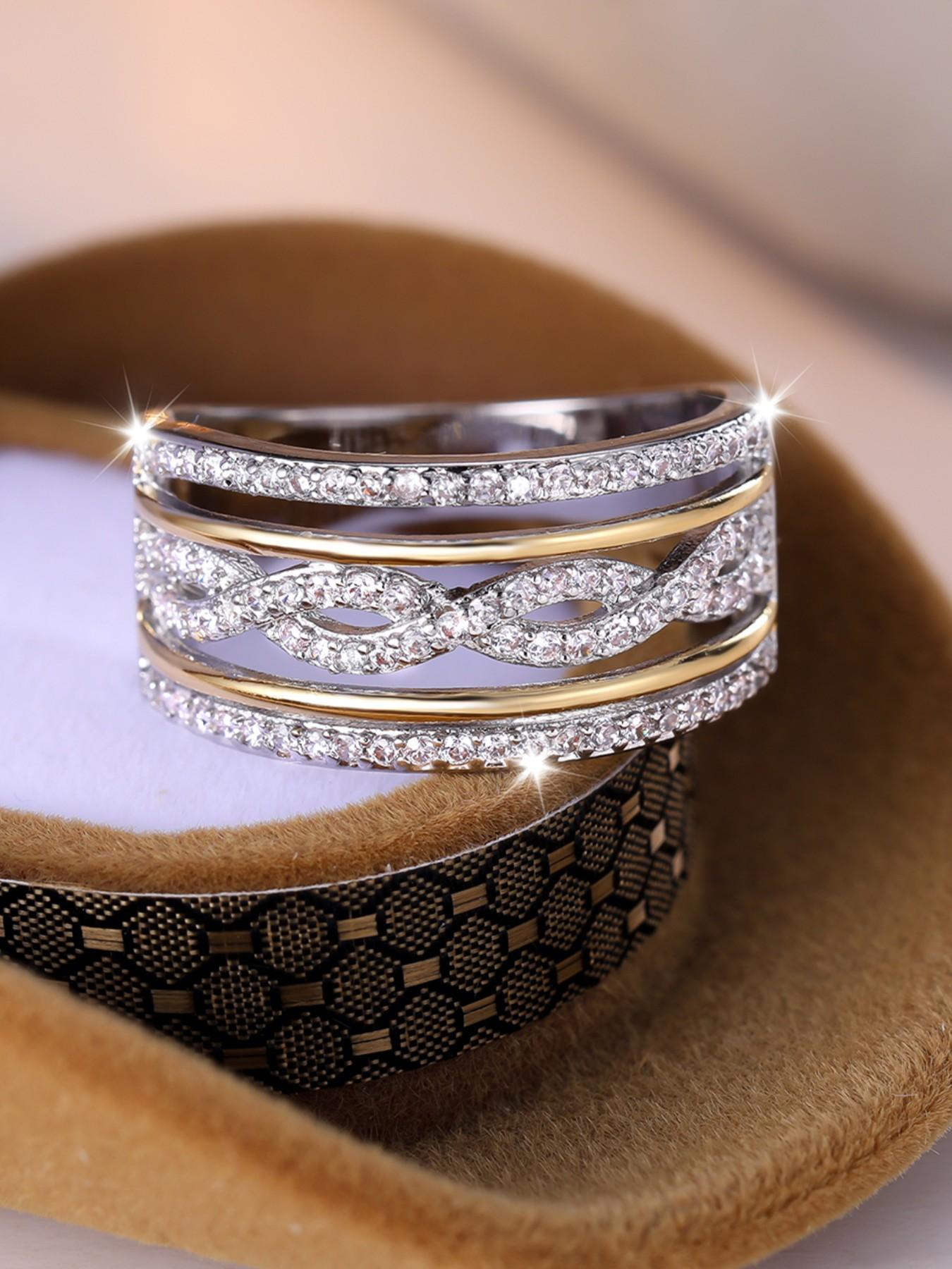 Multi-layer Infinity Rings - Fashion Retro Engagement Rings for Women & Girls, Synthetic Zirconia Inlay Stackable Rings, Perfect for Weddings & Daily Wear Valentine's Day Gift