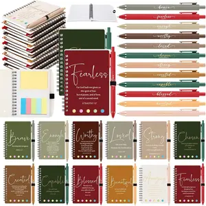 60 Sets/120 Pcs Christian Fathers Day Birthday Gifts Bulk Inspirational Prayer Journal Christian Scripture Notebook and  Pen Religious Church  for Women Men Pastor (Simple,Bright Color)