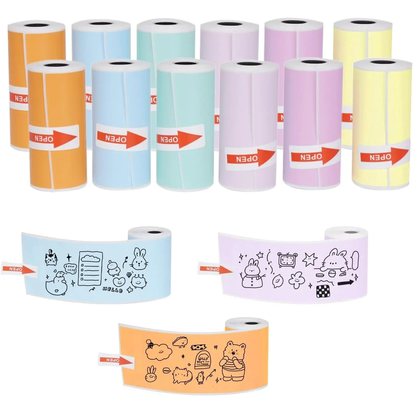 12 count Self-Adhesive Mini Thermal Printer Paper,Sticker Paper for Printer,Thermal Sticker Papers for Journal Photos,Lists,Study Notes and Scrapbooking