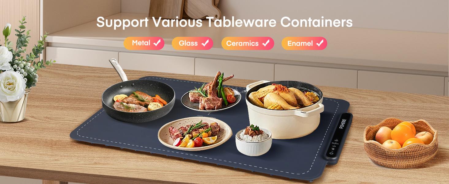 FOHERE Warming Mat for Food Full Surface Heating with 3 Modes, Thawing for Parties Buffets Gatherings Holidays Daily Use, Versatile, Rollable and Portable