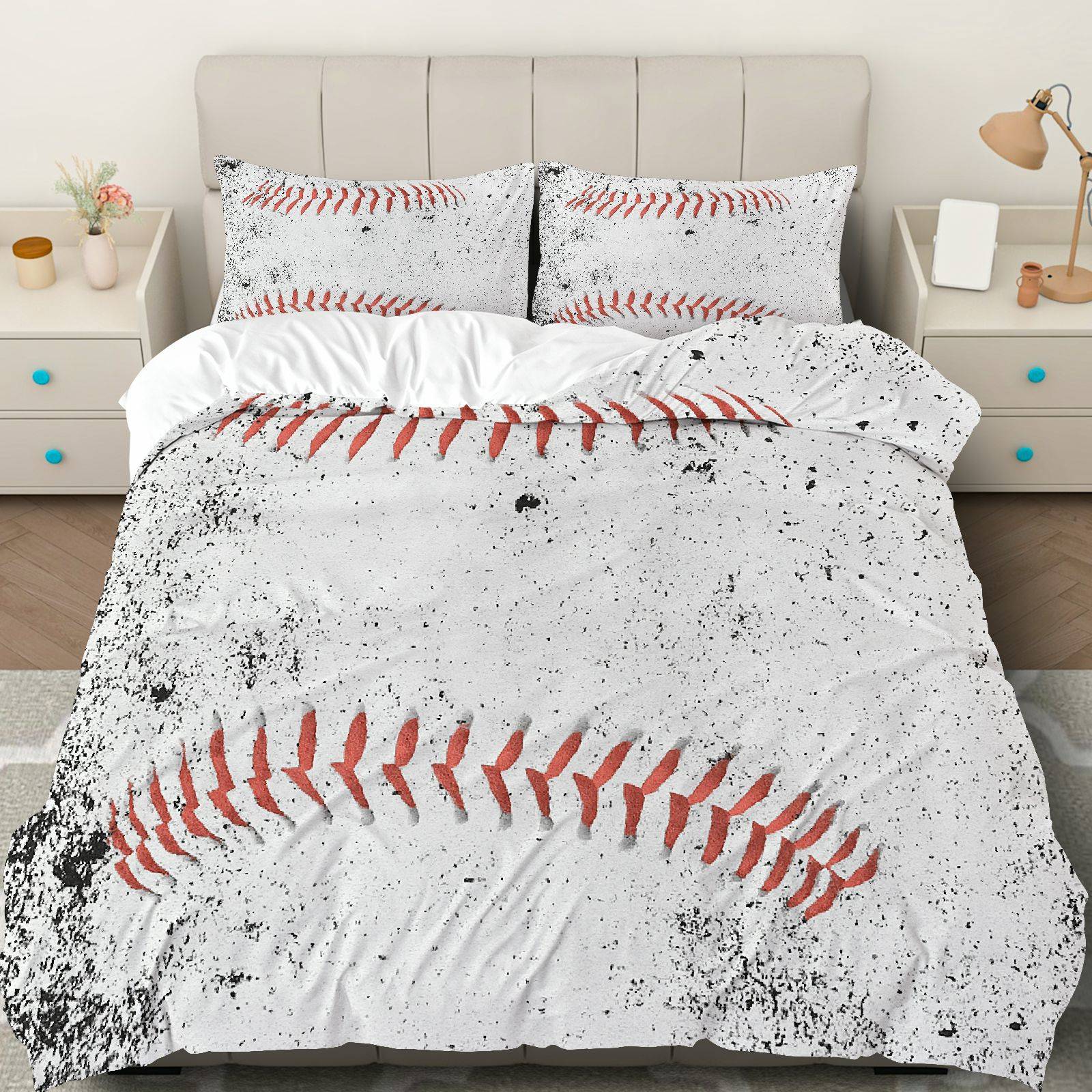 Baseball-Themed Printed Bedspread Set, Soft & Comfortable Bed3-piece baseball-themed printed bedspread set (1 bedspread + 2 pillowcases, without core), soft and comfortableding, Includes 1 Bedspread & 2 Pillowcases, Ideal for Bedroom Dorm Guest Room Decor